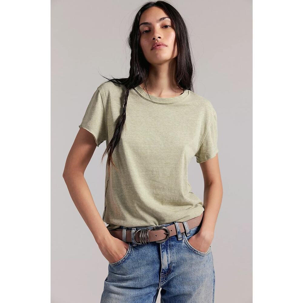 Free People Light Sage Green Short Sleeve Tee